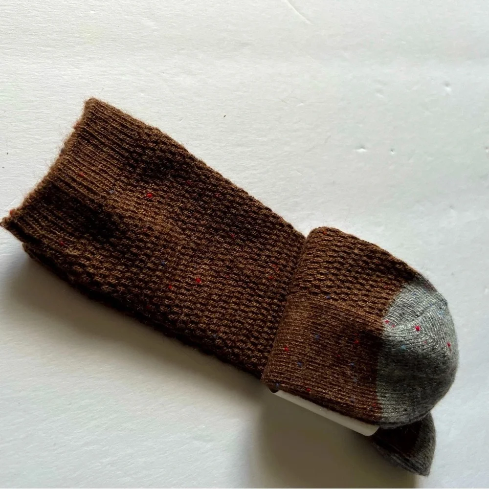 NORDSTROM MENS CREW SOCKS ACRYLIC/WOOL BLEND BITTER BROWN HEATHER OS NWT